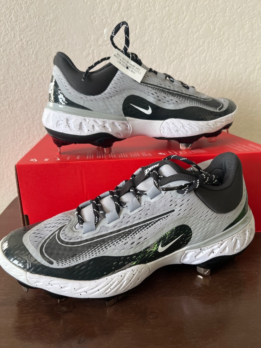 Nike Grey and Black Baseball Cleats with White Midsole